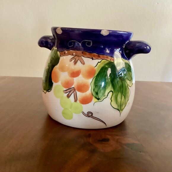 Small Vintage Enameled Ceramic Jar - Picture 2 of 7